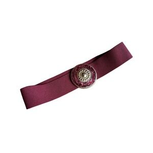 Vintage Burgundy Stretch Belt Round Medallion‎ Buckle 27–32" Bertani Estate